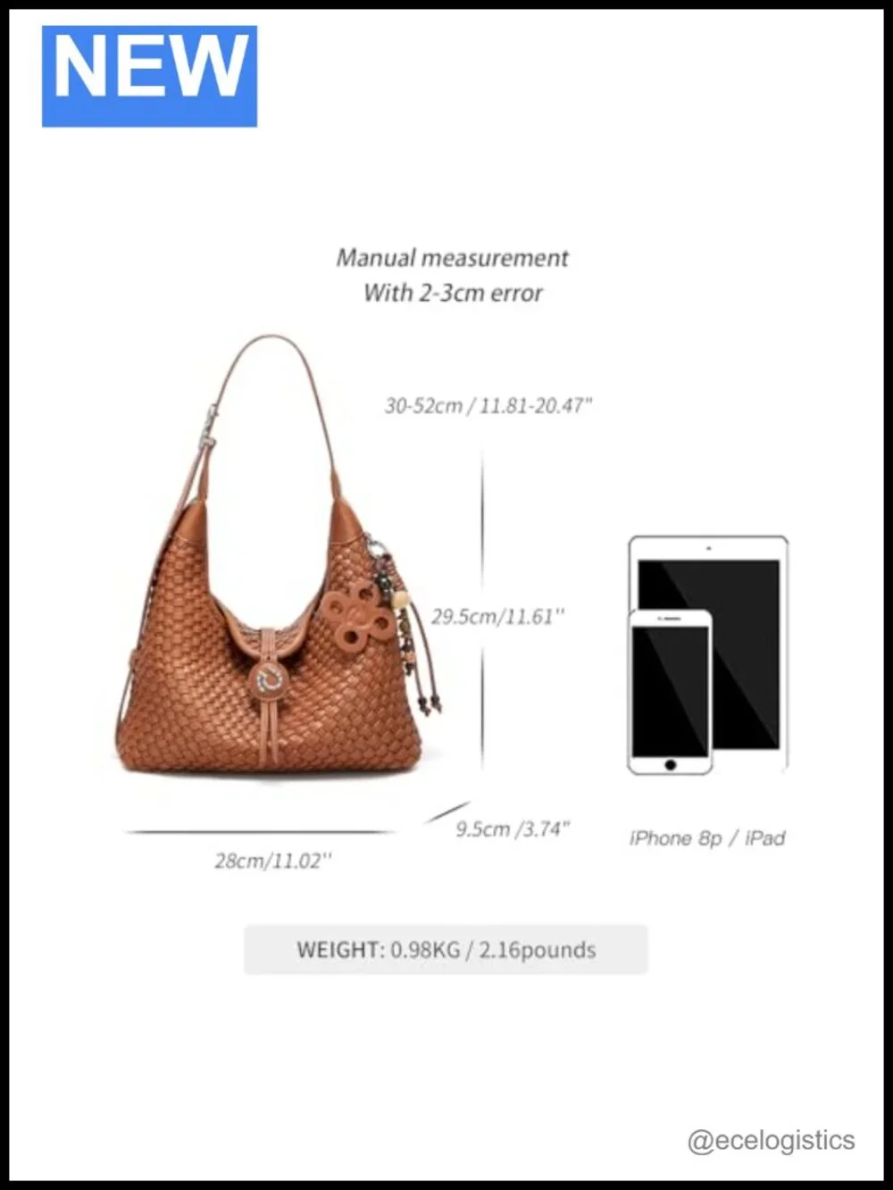 Hand-knitted Vegan Leather Shoulder Bag Woven Hobo Crossbody Purse